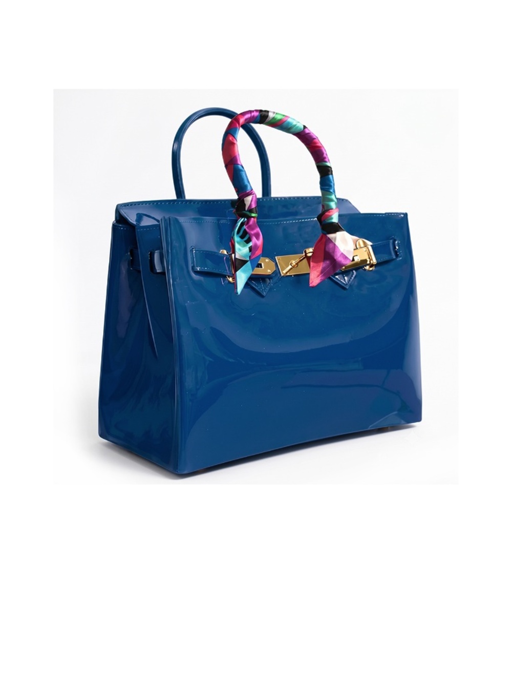 New Cobalt Blue Jelly Satchel Bag Handle & Gold Hardware